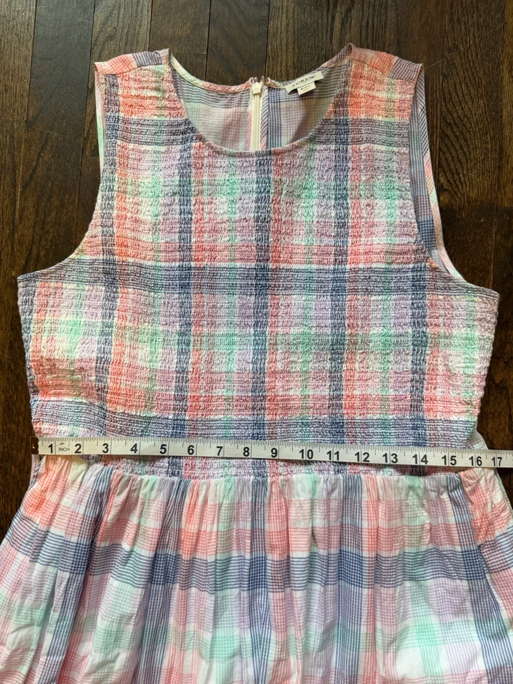 J. Crew Pastel Plaid Sleeveless Midi Dress
